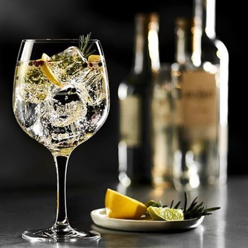GDLF® Lot de 2 verres à gin tonic en cristal de haute qualité – Fabriqué à  la main – 2 verres à gin tonic & doseur double face noirs Aperol Spritz  Verres